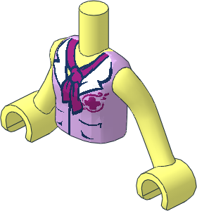 Figure Friends Girl Torso with Arms with Magenta Jungle Rescue Logo, White Collar and Magenta Scarf Pattern