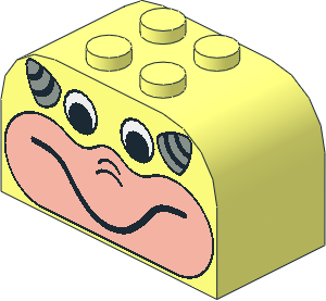 Brick  2 x  4 x  2 with Curved Top with Horned Troll Face Pattern