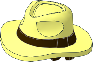 Minifig Hat Fedora Outback Style with Wide Brim with Dark Brown Band and Short Hair Pattern