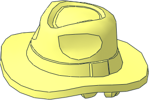 Minifig Hat Fedora Outback Style with Wide Brim with Molded Band and Short Hair