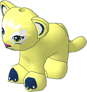 Animal Lion / Tiger Cub with Lime Eyes, Dark Pink Nose, Dark Blue Paws and White Face Markings Pattern