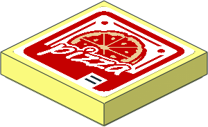 Tile  2 x  2 with Red, White and Tan Pizza Box Sticker