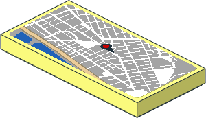 Tile  2 x  4 with Map Street Level with Red Pin Sticker