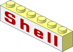 Brick  1 x  6 without Centre Studs with Red "Shell" on White Background Pattern