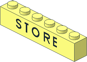 Brick  1 x  6 without Centre Studs with Black "STORE" Pattern