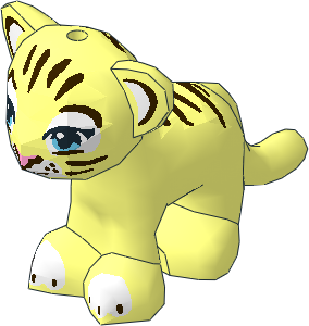 Animal Lion / Tiger Cub with Medium Azure Eyes, Dark Pink Nose, and Dark Brown Stripes Pattern