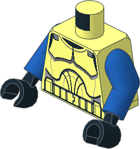 Minifig Torso with Blue Arms and Hands with SW Clone Trooper Armour (Clone Wars 2008) Pattern