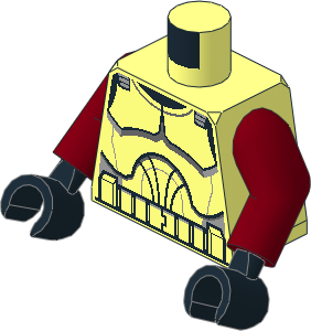 Minifig Torso with Dark Red Arms and Hands with SW Clone Trooper Armour (Clone Wars 2008) Pattern