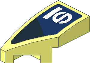 Slope Brick Curved  2 x  1 with Cutout Left with Black Triangle and White Sparco Logo on Blue Background Right Sticker