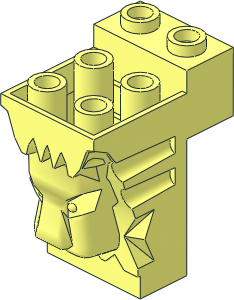 Brick  3 x  2 x  3 with Lion Head Carving and Cutout with Hollow Studs