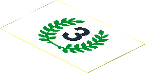 Sticker  1.1 x  1.7 with Black Number "3" and Green Laurels