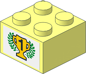 Brick  2 x  2 with 1st Place Cup and Laurels Sticker
