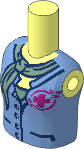 Figure Friends Girl Torso with Medium Blue Blouse Top with Magenta Jungle Rescue Logo over Sand Green Shirt and Sand Green Scarf Pattern