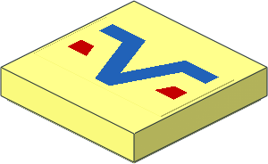 Tile  2 x  2 with Blue V and Red Lines Sticker