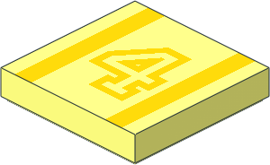 Tile  2 x  2 with Yellow "4" and Stripes Pattern