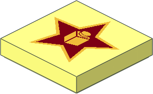 Tile  2 x  2 with Gold Star with Brick in Center Pattern