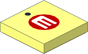 Tile  2 x  2 with Black Dot and White "E" on Red Disc Pattern