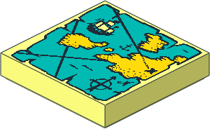Tile  2 x  2 with Blue and Yellow Map Pattern