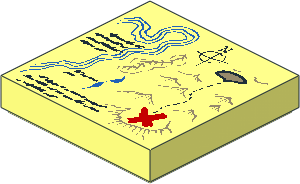 Tile  2 x  2 with Map, Handwriting, River, and Red X Pattern