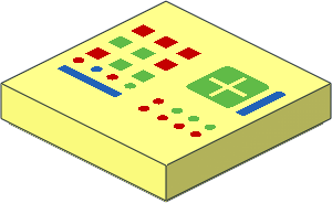 Tile  2 x  2 with Computer Console with Crosspatch and Bright Green, Red and Blue Lights, Buttons, and Lines Pattern