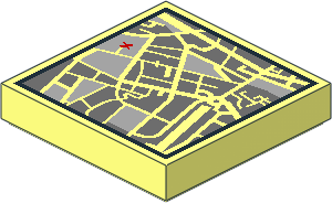 Tile  2 x  2 with Map Street Level with Red "X" Pattern