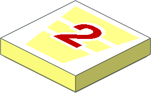 Tile  2 x  2 with Red "2" and White Striped Wedge Pattern