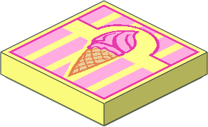 Tile  2 x  2 with Ice Cream Cone on Bright Pink Striped Background Pattern