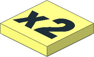 Tile  2 x  2 with Black "x2" Pattern