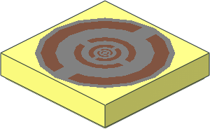 Tile  2 x  2 with Silver and Orange Circular Pattern