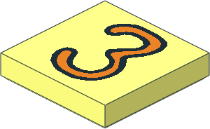 Tile  2 x  2 with Fabuland "3" Orange Pattern