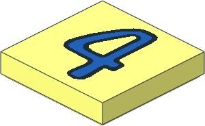 Tile  2 x  2 with Fabuland "4" Blue Pattern