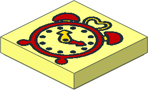 Tile  2 x  2 with Fabuland Alarm Clock Pattern