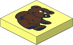 Tile  2 x  2 with Fabuland Teddy Bear Pattern