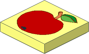 Tile  2 x  2 with Red Apple with Blossom, Stem and Green Leaf Pattern