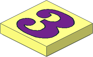 Tile  2 x  2 with Purple "3" Pattern