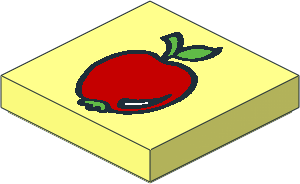 Tile  2 x  2 with Fabuland Apple Pattern