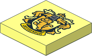 Tile  2 x  2 with Groove with HP "GRYFFINDOR" House Crest Pattern