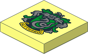 Tile  2 x  2 with Groove with HP "SLYTHERIN" House Crest Pattern