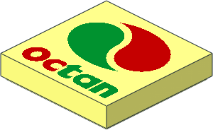 Tile  2 x  2 with Red/Green "Octan" Text and Logo Pattern