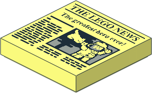 Tile  2 x  2 with Newspaper "THE LEGO NEWS" and "The greatest hero ever!" Pattern