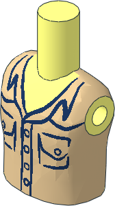 Figure Friends Boy Torso with Tan Shirt with Breast Pockets Pattern