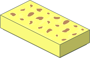 Tile  1 x  2 with Bright Light Yellow and Medium Nougat Focaccia Bread Pattern