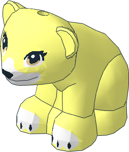 Animal Bear Baby Cub Sitting with Black Nose, Dark Tan Eyes and White Paws and Muzzle Pattern