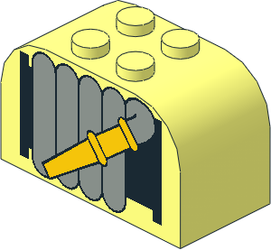 Brick  2 x  4 x  2 with Curved Top with Fire Hose on Reel Pattern