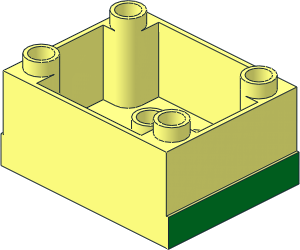 Duplo Train Cabin Base  3 x  4 x  1.5 with Green Stripe on Opposite Sides Pattern