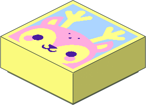 Tile  1 x  1 with Bright Pink Reindeer Face on Bright Light Blue Background Pattern