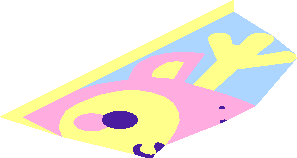 ~Tile  1 x  1 with Bright Pink Reindeer Face on Bright Light Blue Background Pattern - Half