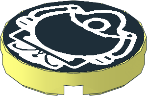 Tile  2 x  2 Round with Heat Sensitive UFO Alien Head Sticker