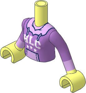 Figure Friends Girl Torso with Arms with Medium Lavender Hoodie with Lavender Kangaroo Pocket and Hood and White 'HLC' and Stars Pattern