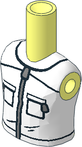 Figure Friends Boy Torso with White Jacket with Silver Zippers and Orange Beekeeper Logo on Back Pattern